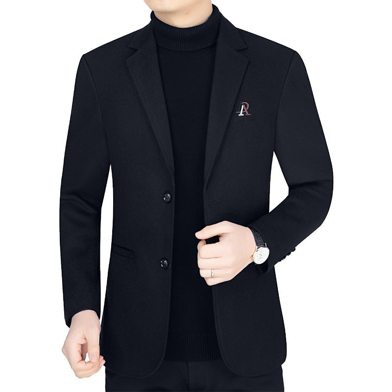 Herren Slim-Fit Wollmix-Sakko mit Revers und Brustlogo EB