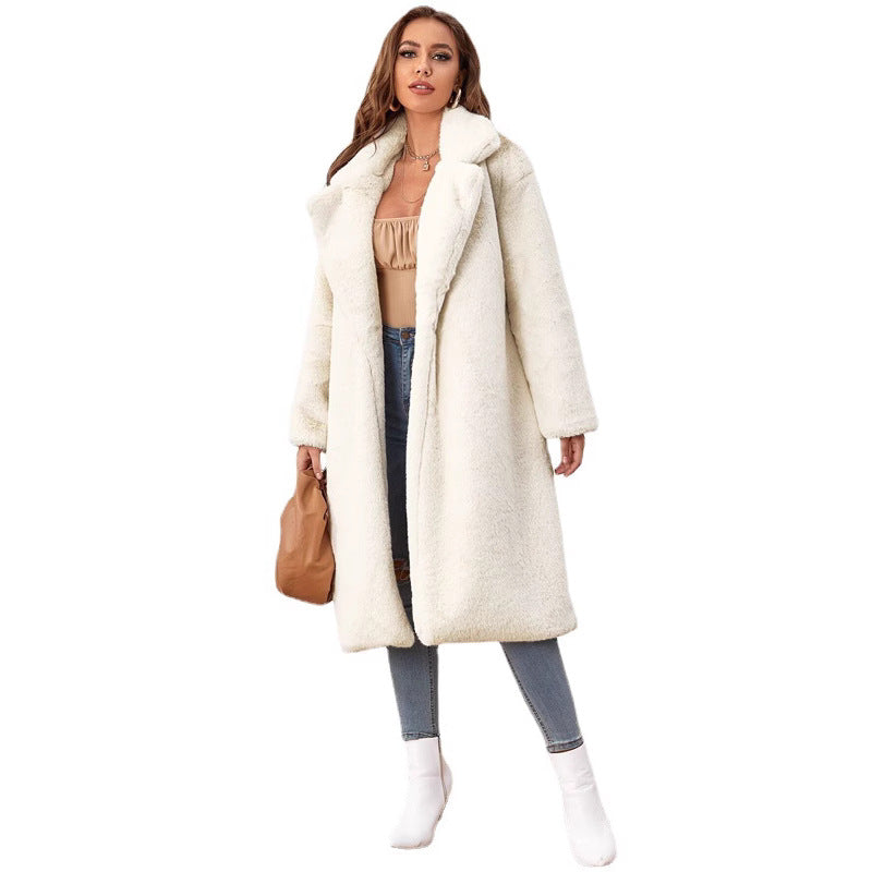 Damen Flauschiger Longblazer aus Kunstfell EB