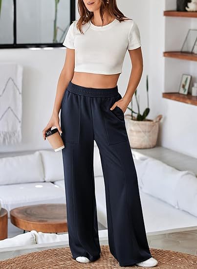 Damen Bequeme und stilvolle Freizeit-Hosen mit elastischem Bund und praktischen Taschen EB