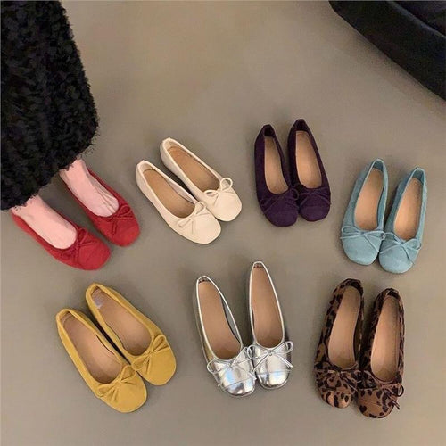 Damen Ballerinas mit glänzender Oberfläche und zierlichem Schleifendetail EB