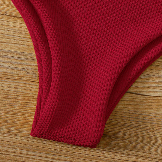 Damen Bandeau-Bikini mit modischem Knoten und hohem Beinausschnitt EB