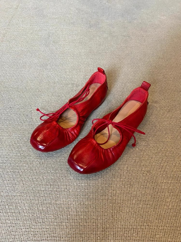 Damen Ballerina-Schuhe mit verspieltem Schnürdesign und bequemer Innensohle EB