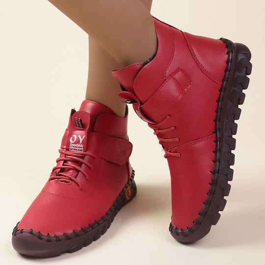 Damen nan knöchelhohe Komfort-Schnürbooties mit Klettverschluss und profilierter Gummilaufsohle EB