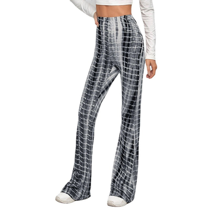 Damen Flared Leggings mit modischem Batik-Design EB