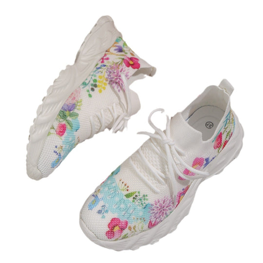 Damen Modische Sneaker mit floralem Jacquard-Gewebe und luftiger Sohle EB
