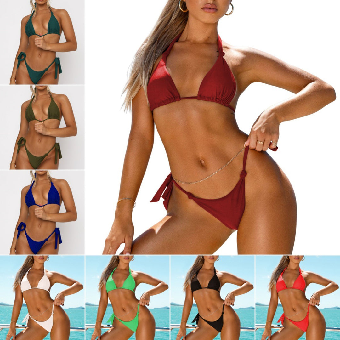 Damen Triangel-Bikini mit verstellbaren Trägern und minimalistischen Details EB