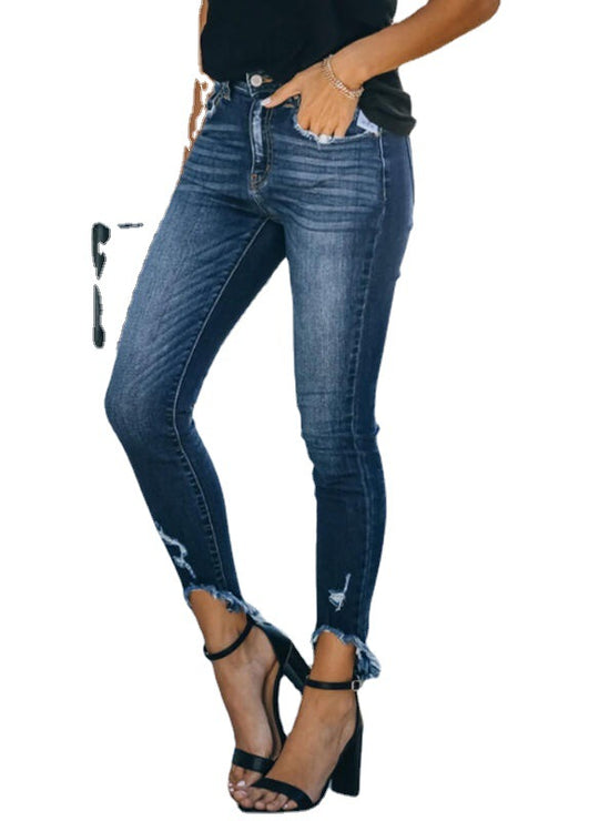 Damen hochtaillierte Skinny Jeans im modischen Vintage-Look EB