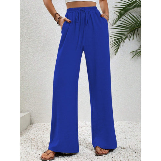 Damen luftige Paltz-Hose mit elastischem Bund und praktischen Taschen EB