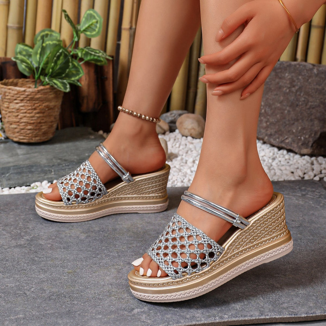 Damen modische Keil-Sandalen mit Netzdesign EB