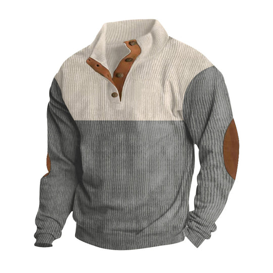 Herren nan Troyer Strickpullover mit Rippstruktur und Ellenbogen-Patches EB