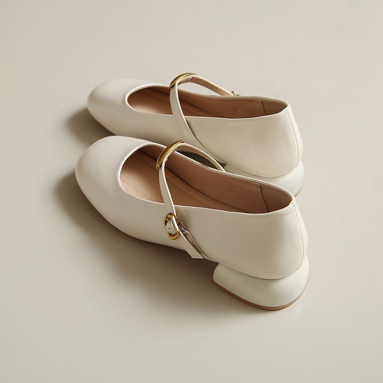 Damen elegante Blockabsatz-Ballerinas mit modischem Riemchen und stabiler Sohle EB