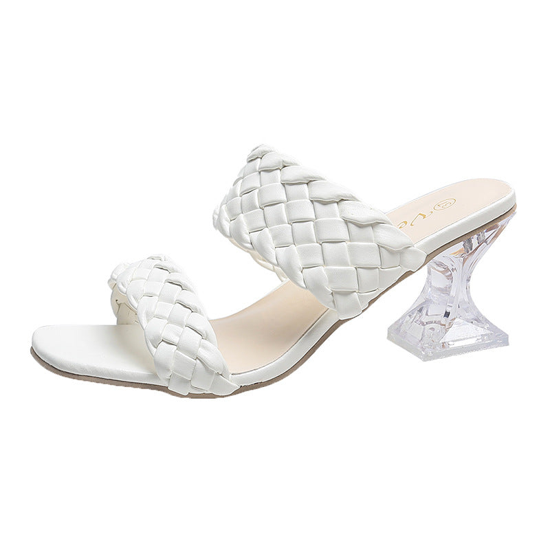 Damen elegante und modische Sandalen mit geflochtenem Design EB