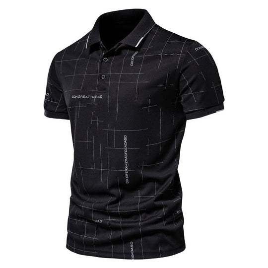 Herren Poloshirt mit modernem grafischen Druck und atmungsaktiven Eigenschaften EB
