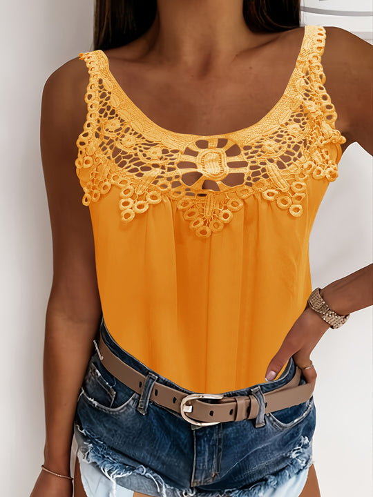 Damen Elegantes Spitzentop mit raffinierten Trägern und lockerer Passform EB