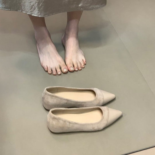 Damen spitze Ballerinas mit elegantem Velvet-Obermaterial EB