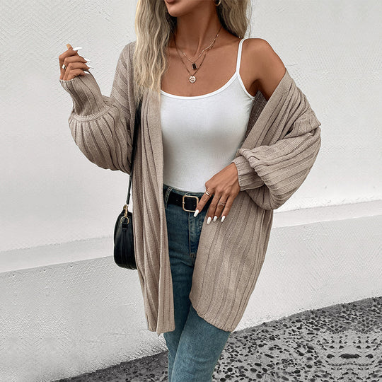 Damen Strickjacke mit strukturiertem Rippenmuster und lässigem Schnitt EB