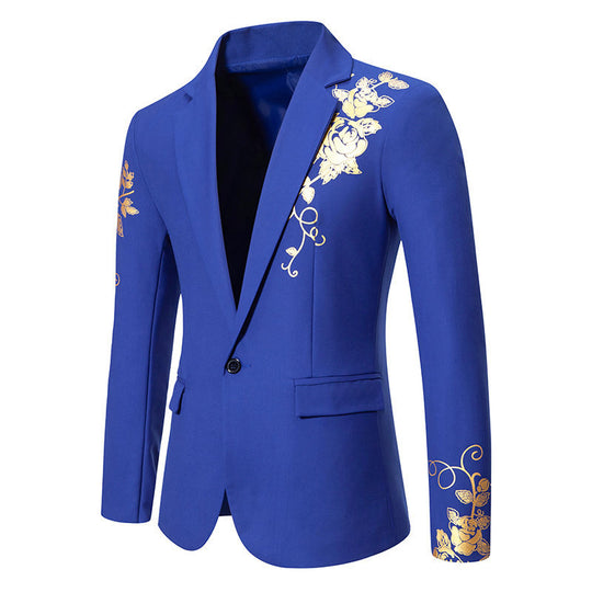 Herren eleganter Blazer mit floralem Gold-Design EB