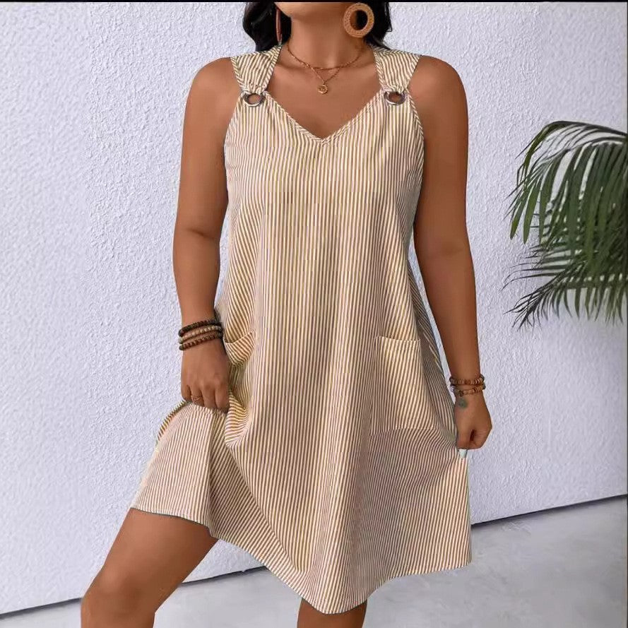 Damen Freizeitkleid mit schmalen Trägern und praktischen Taschen EB