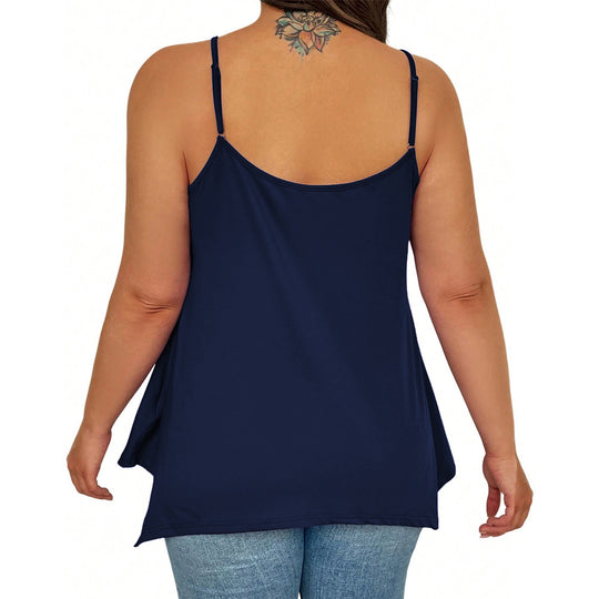 Damen lässiges Spaghetti-Träger Top mit asymmetrischem Saum EB