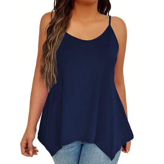 Damen lässiges Spaghetti-Träger Top mit asymmetrischem Saum EB