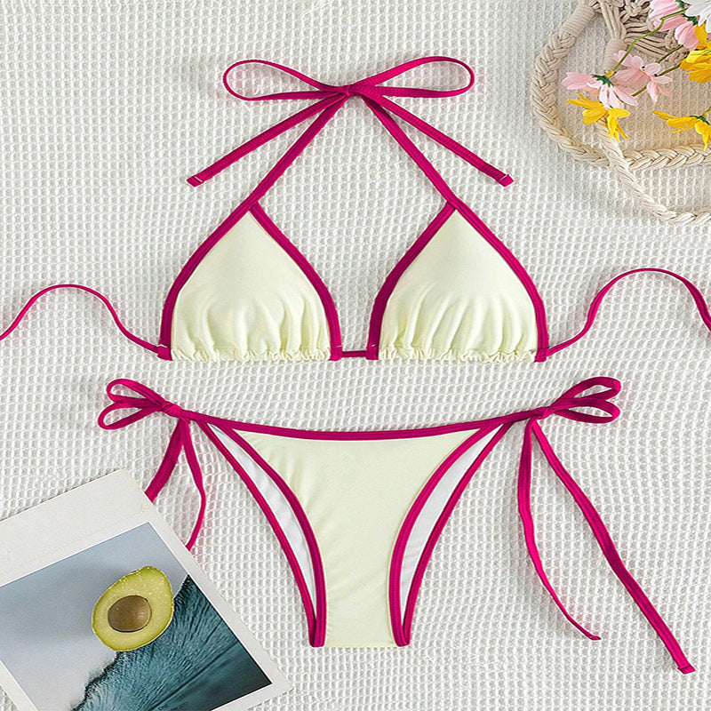Damen Triangel-Bikini mit verstellbaren Bändern und nahtlosem Design EB