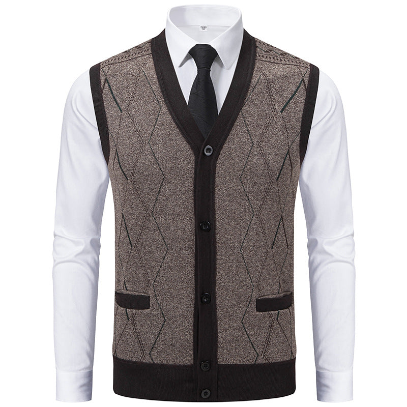 Herren modische Strickweste mit raffinierten Mustern und praktischen Taschen EB
