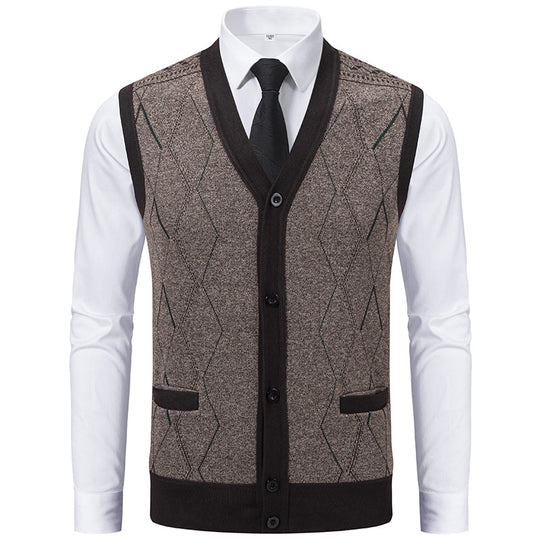 Herren modische Strickweste mit raffinierten Mustern und praktischen Taschen EB