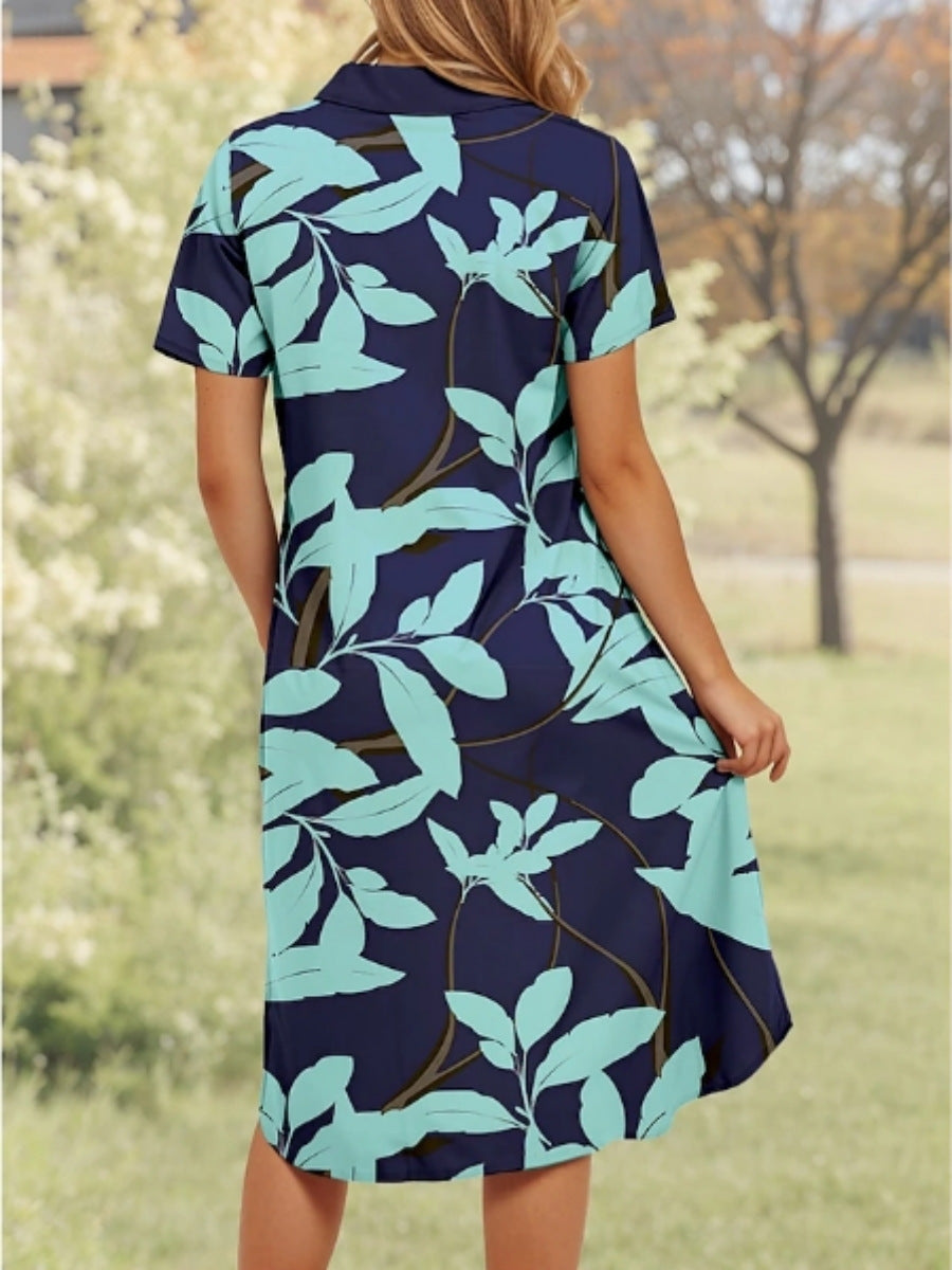 Damen Polo-Kleid mit floralem Design und komfortablem Schnitt EB