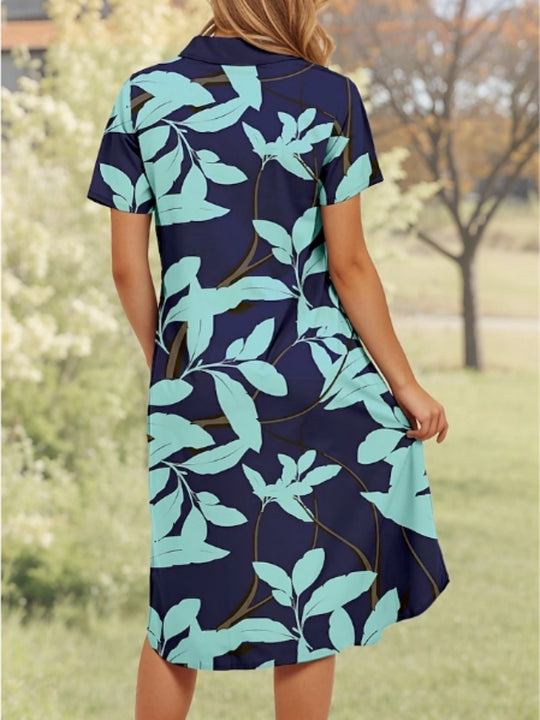 Damen Polo-Kleid mit floralem Design und komfortablem Schnitt EB