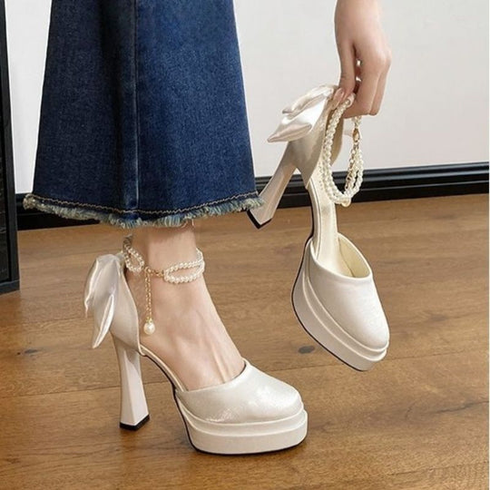 Damen High Heel Schuhe mit eleganter Schleifenverzierung EB