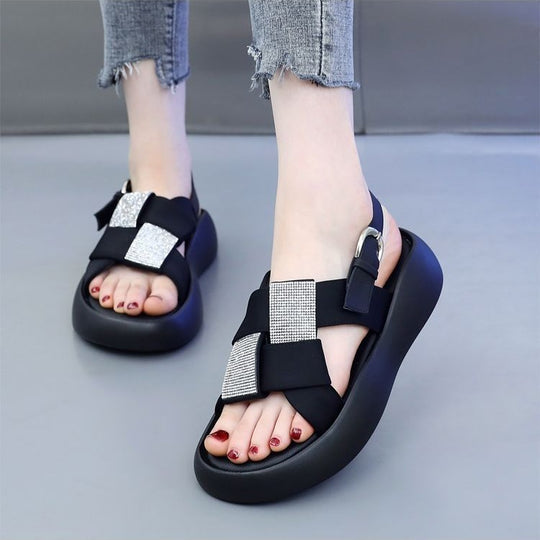 Damen Komfortable Sandalen mit modischen Strass-Akzenten EB
