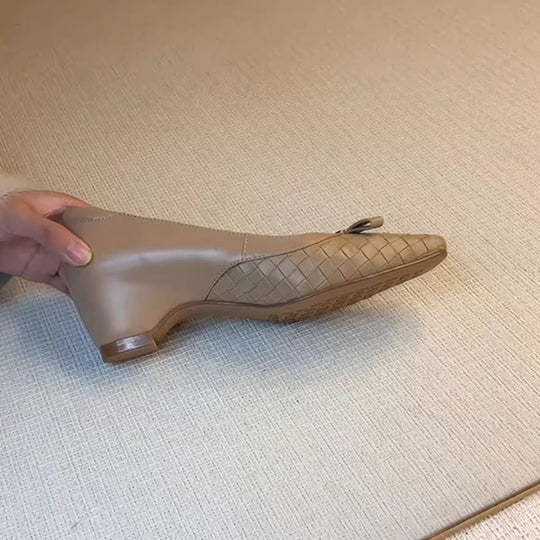 Damen elegante Ballerinas mit geflochtenem Design und modischem Schleifenakzent EB