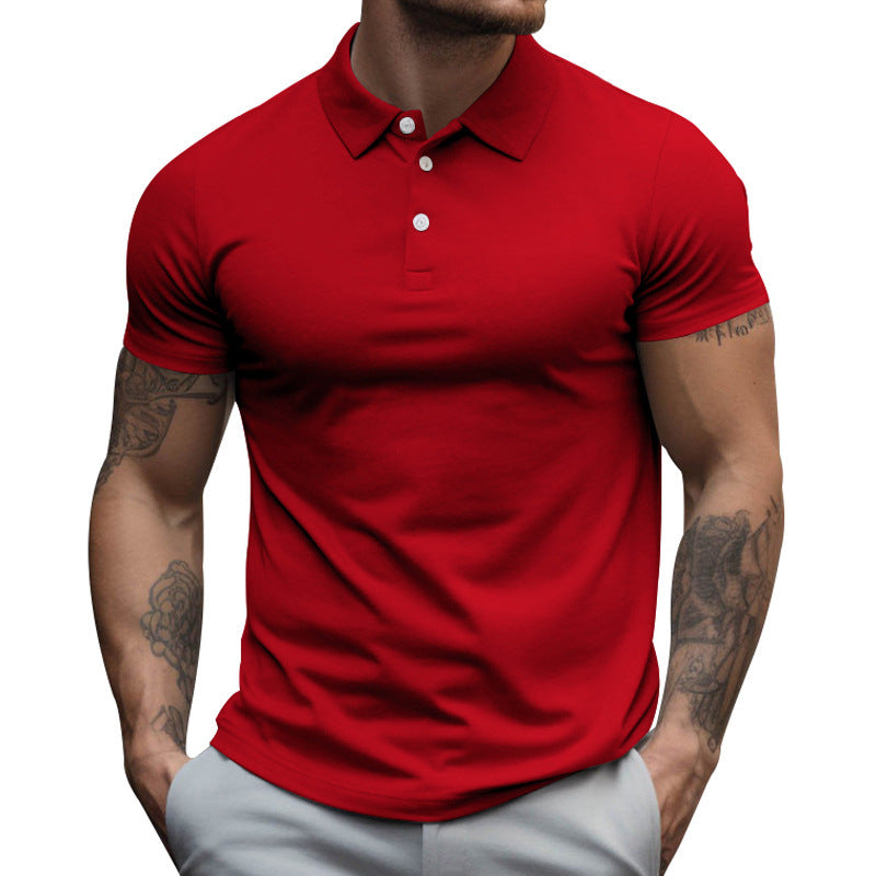 Herren nan tailliertes elastisches Piqué-Poloshirt mit klassischem Kragen EB