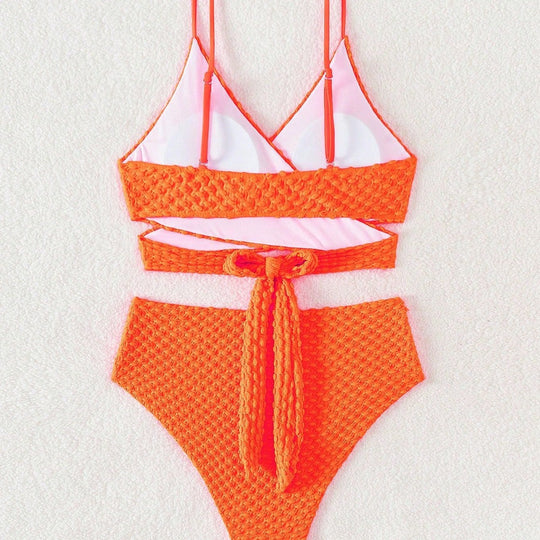 Damen Hochtaillierter Bikini mit modernem Wickeldesign EB