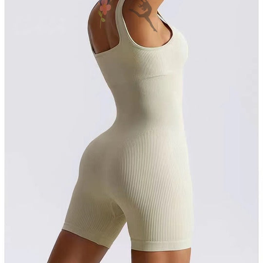 Damen Figurbetonter Sport-Bodysuit mit Rippstruktur EB