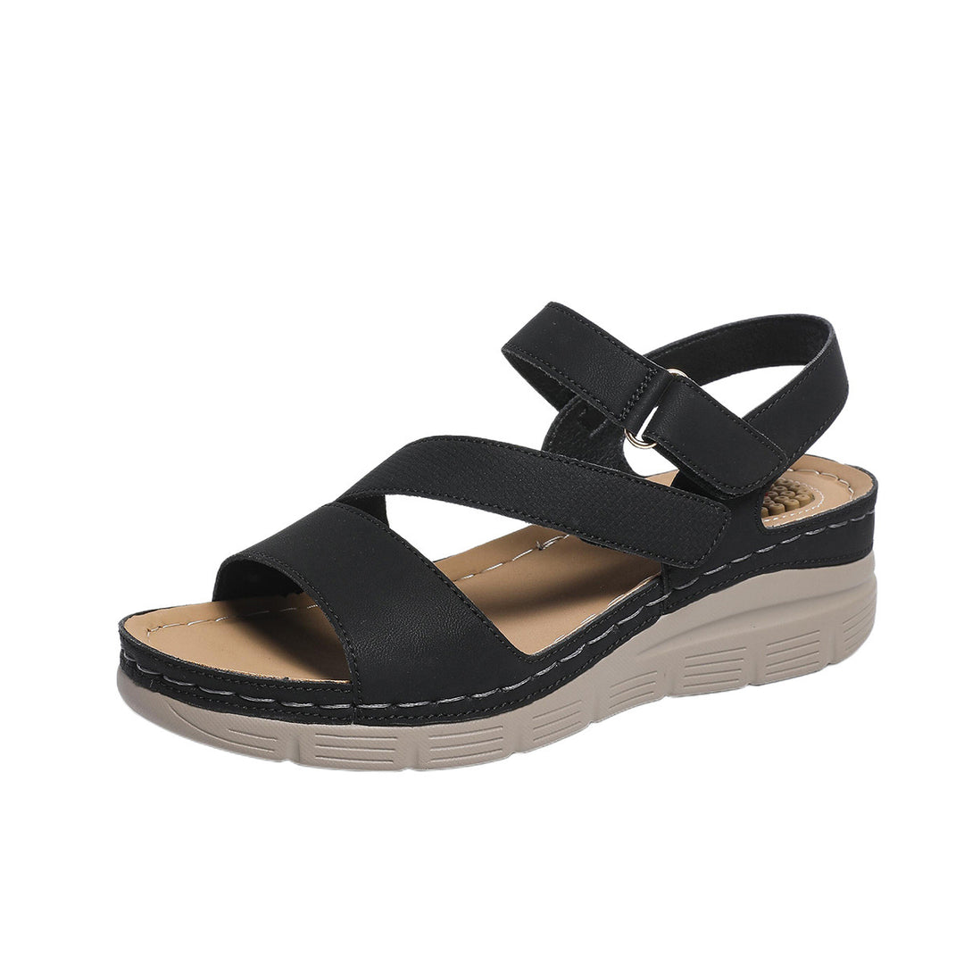 Damen Komfortable Wedge-Sandalen mit verstellbarem Riemendesign EB
