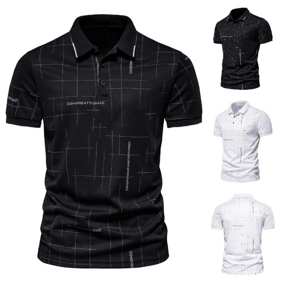 Herren Poloshirt mit modernem grafischen Druck und atmungsaktiven Eigenschaften EB