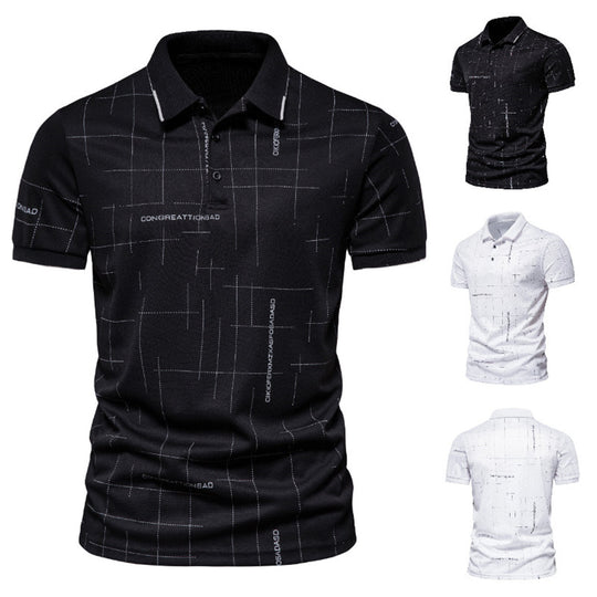 Herren Poloshirt mit modernem grafischen Druck und atmungsaktiven Eigenschaften EB