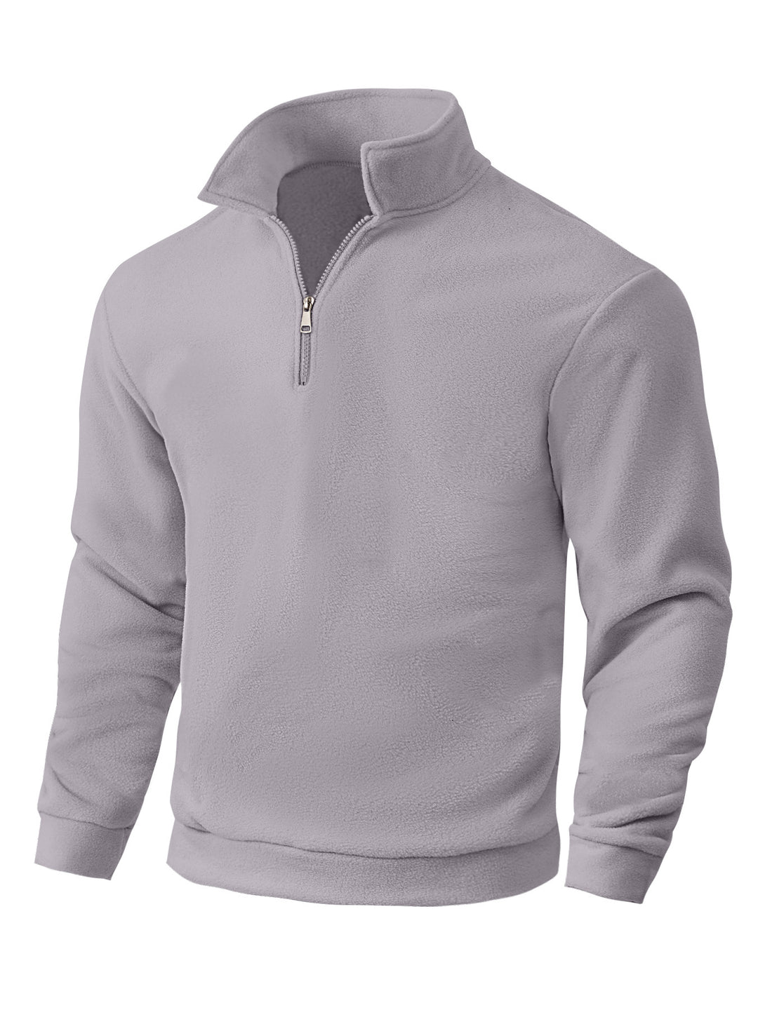 Herren nan Fleece-Halbzip-Pullover mit Stehkragen, weichem Teddy-Fleece und elastischen Bündchen EB