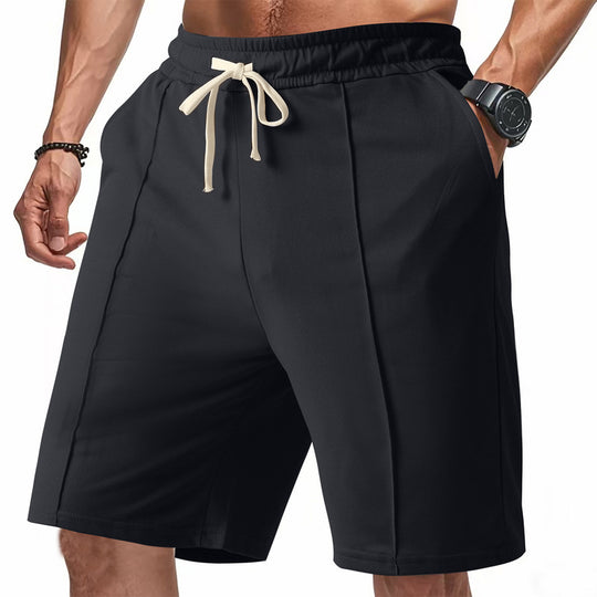 Herren nan knielange Relax-Bermuda mit flacher Bügelfalte, elastischem Tunnelzugbund und seitlichen Eingrifftaschen EB