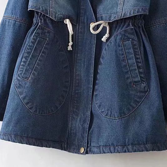 Damen Urbanes Denim Parka mit warmem Innenfutter und Kapuze EB