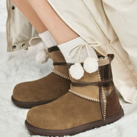 Damen Winterstiefel mit weichem Innenfutter und modischem Karo-Design EB
