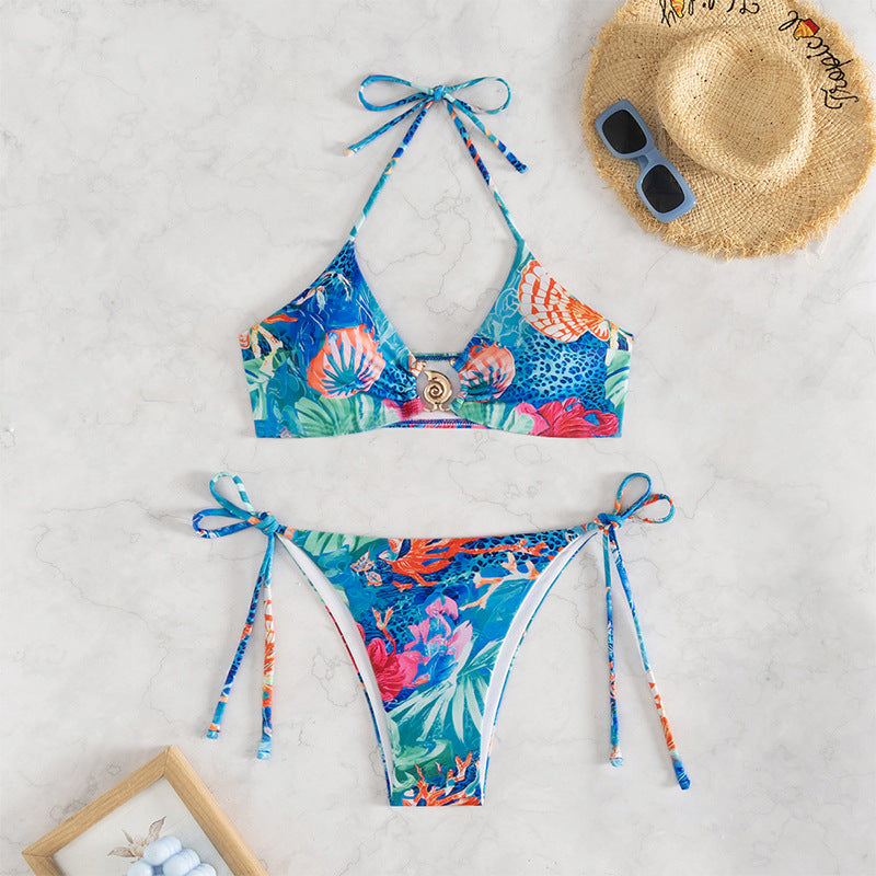 Damen Triangel-Bikini mit dekorativen Muschel-Details EB