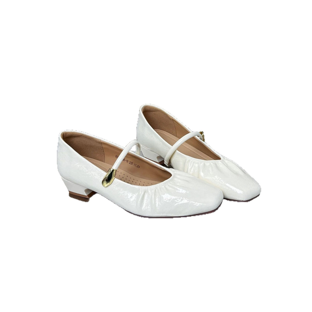 Damen elegante Ballerinas mit dekorativem Riemen und hohem Glanzfinish EB