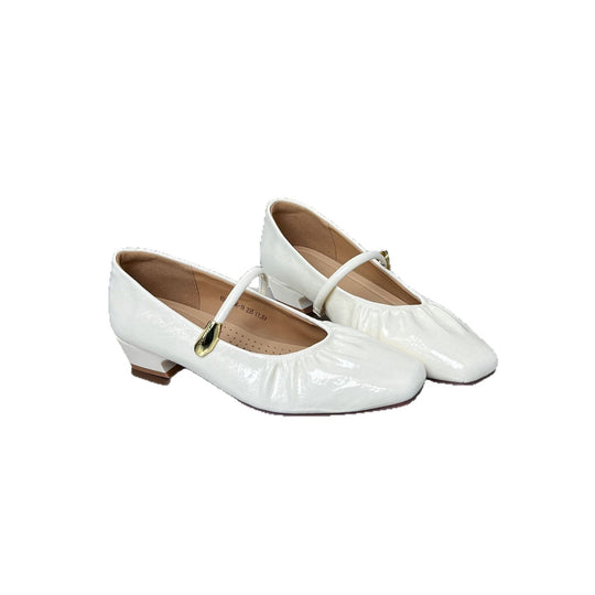 Damen elegante Ballerinas mit dekorativem Riemen und hohem Glanzfinish EB