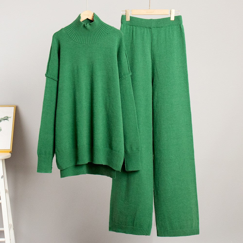 Damen Gemütliches Strick-Ensemble mit hohem Kragen EB