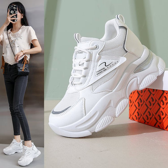 Damen Sneaker mit dicker Profilsohle und atmungsaktiver Mesh-Oberfläche EB