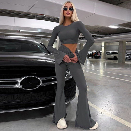 Damen Bootcut Jumpsuit mit weitem Ärmel EB