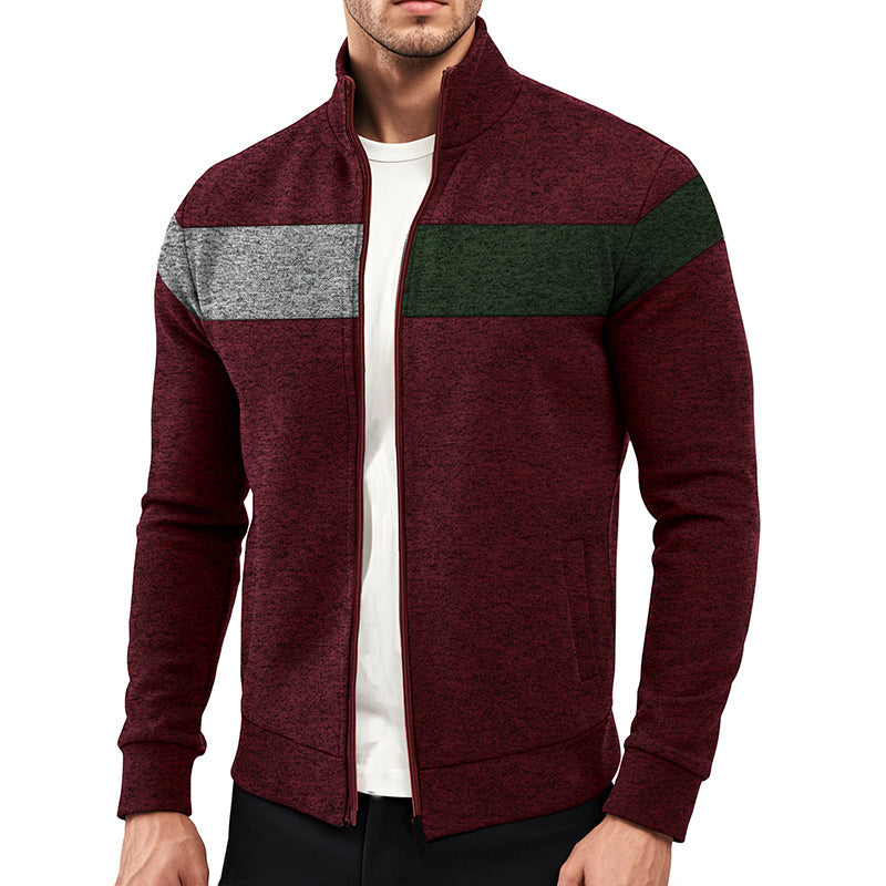 Herren Sportjacke mit kontrastierenden Farben und hohem Stehkragen EB