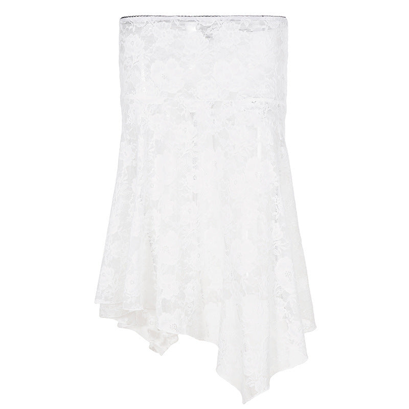 Damen Spitzenrock mit asymmetrischem Schnitt und floralen Details EB